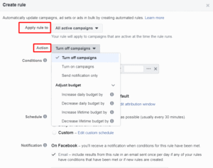 automated rules in facebook ads